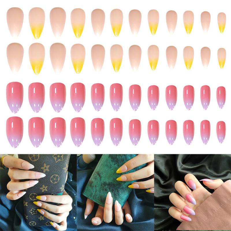 

24pcs Gradient Full Cover False Nails Ballerina Fake Nails Detachable Nail Art