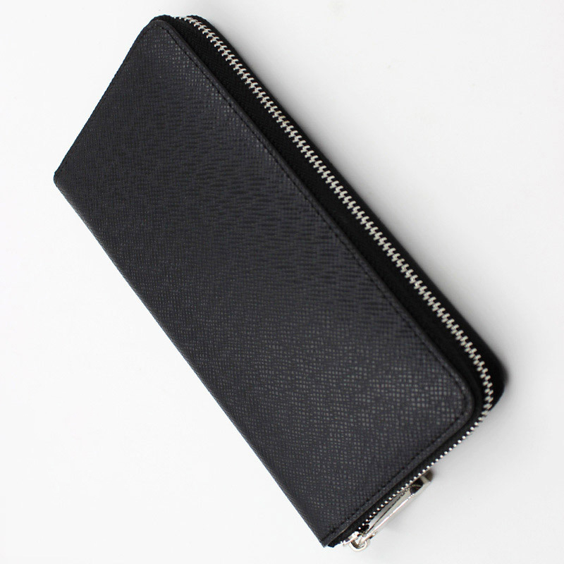 

Business fashion new men & women wallet solid color long cross pattern simple fashion mens handbags zipper purse accordion design wallets card pocket change bag, Black
