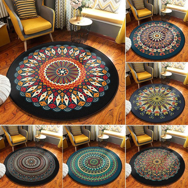 

Bohemian Mandala Pattern Round Carpet Non Slip Bath Mat Soft thicken flannel Area Rug for Living Room Decor Computer Chair Rug1, Dz42-3