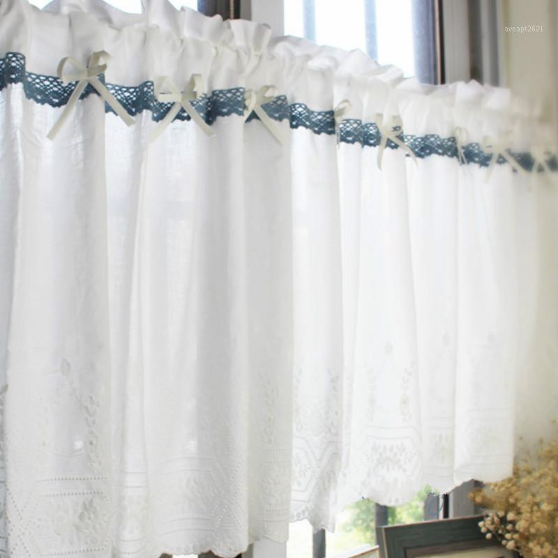 

DUNXDECO Short Curtains For Kitchen Door Half Cortinas Romantic White Lace Dream Cotton Rideau Window Blind Warm Home Decor1, As pic