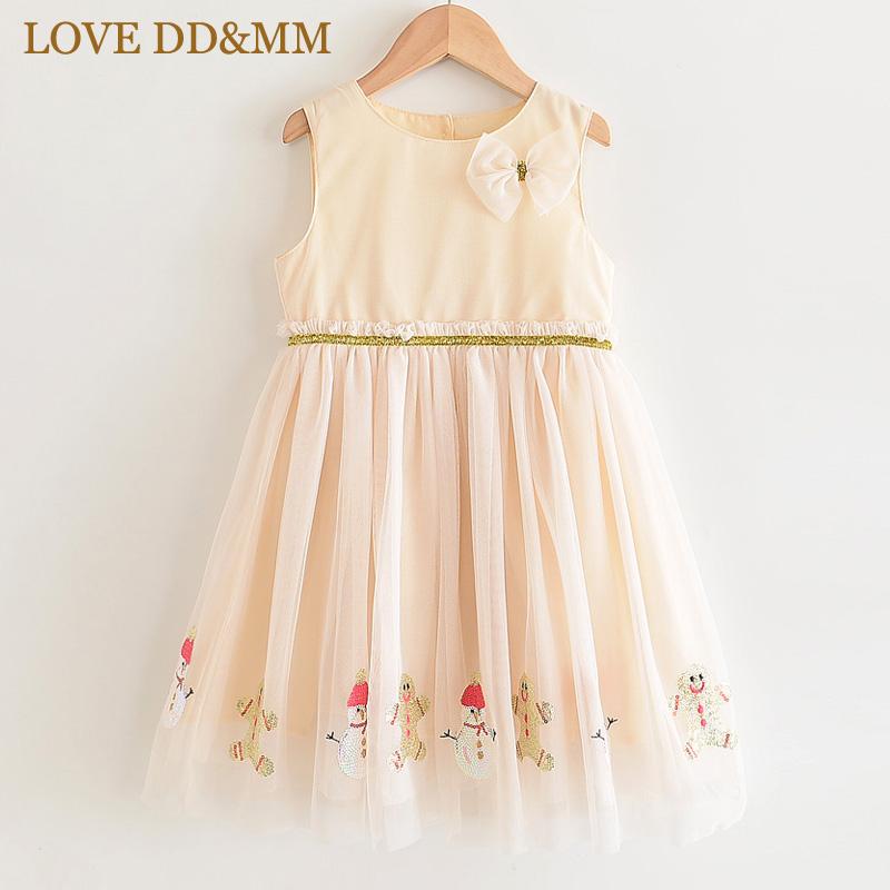 

LOVE DD&MM Girls Dresses 2021 New Wear Sweet Embroidery Lace Bow Mesh Dress For Girl 3-8 Years, Qza010