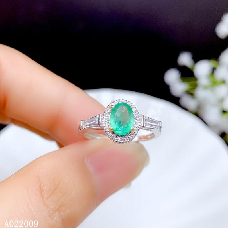 

KJJEAXCMY fine jewelry 925 sterling silver inlaid natural emerald new ring popular girl's ring support test