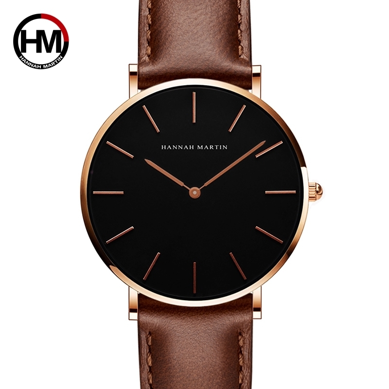 

HANNAH MARTIN Brand Fashion Simple Japan Quartz Movement Watch Leather Strap Nylon Clock Women Analog Waterproof Wristwatch 201119, Ch36-fb