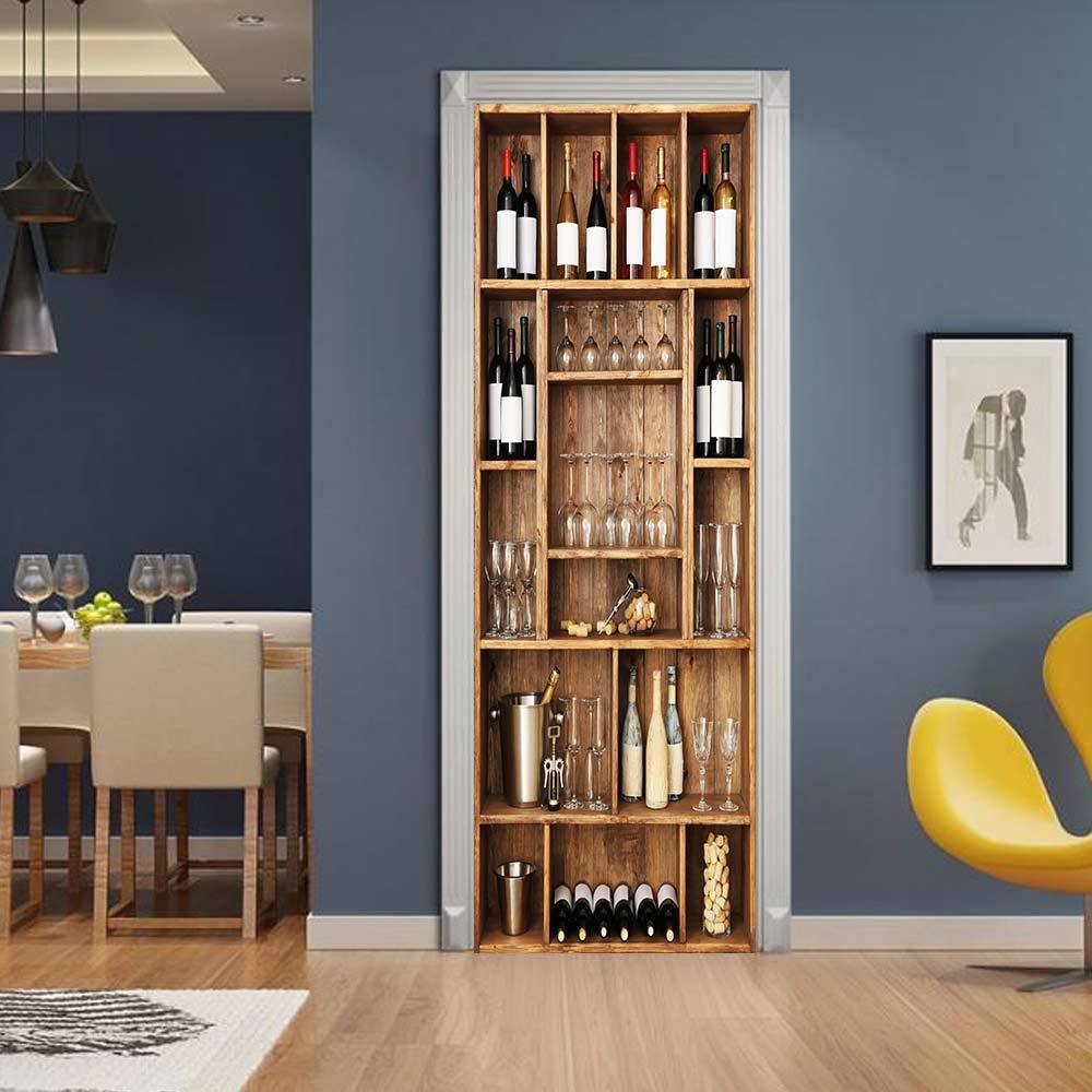 

Waterproof Wallpaper Home Decor Door Sticker 3d Wine Cabinet Picture Self Adhesive for Living Room Canvas Print Art Paste Poster T200610