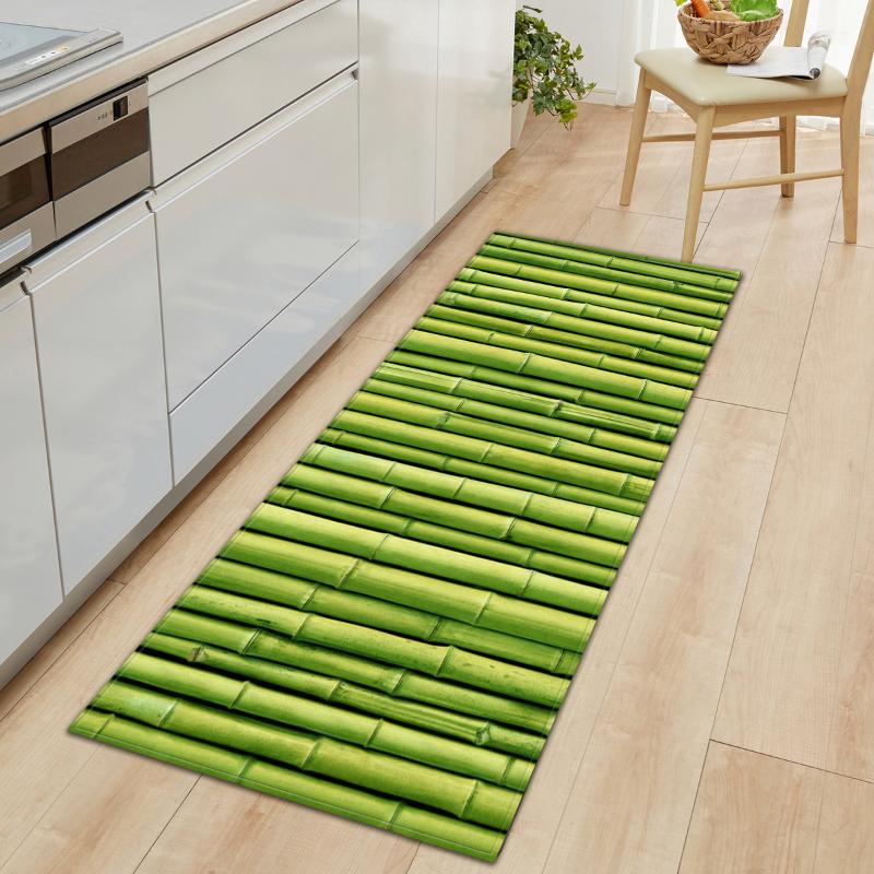 

Bamboo Painting Welcome Doormat Long Floor Mats Kitchen Carpet Bedroom Bedside Mats Anti-slip Carpets For Living Room