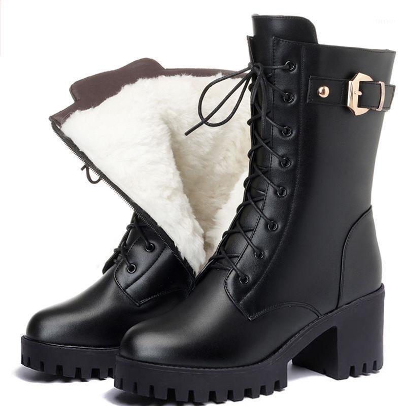 

Boots Women's Winter Plush Short Boots Women's New British Style Thick Heel High Heel Thick Soled Medium1, Black