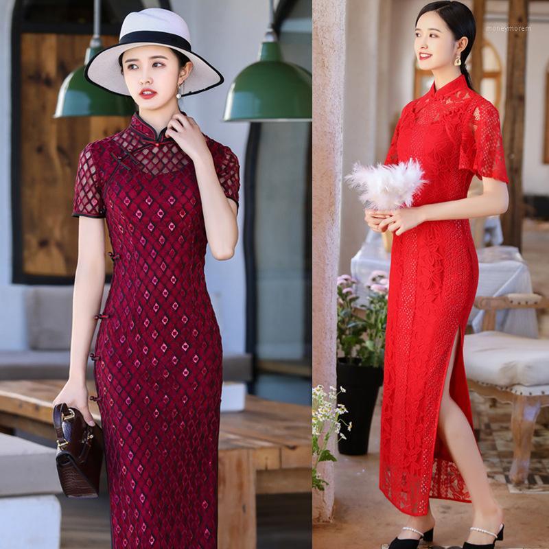 

Chinese Bride Wedding Dress Slim Sexy Lace Cheongsam Classic Evening Party Gown Vestidos High Quality Ladies Banquet Qipao 3XL1