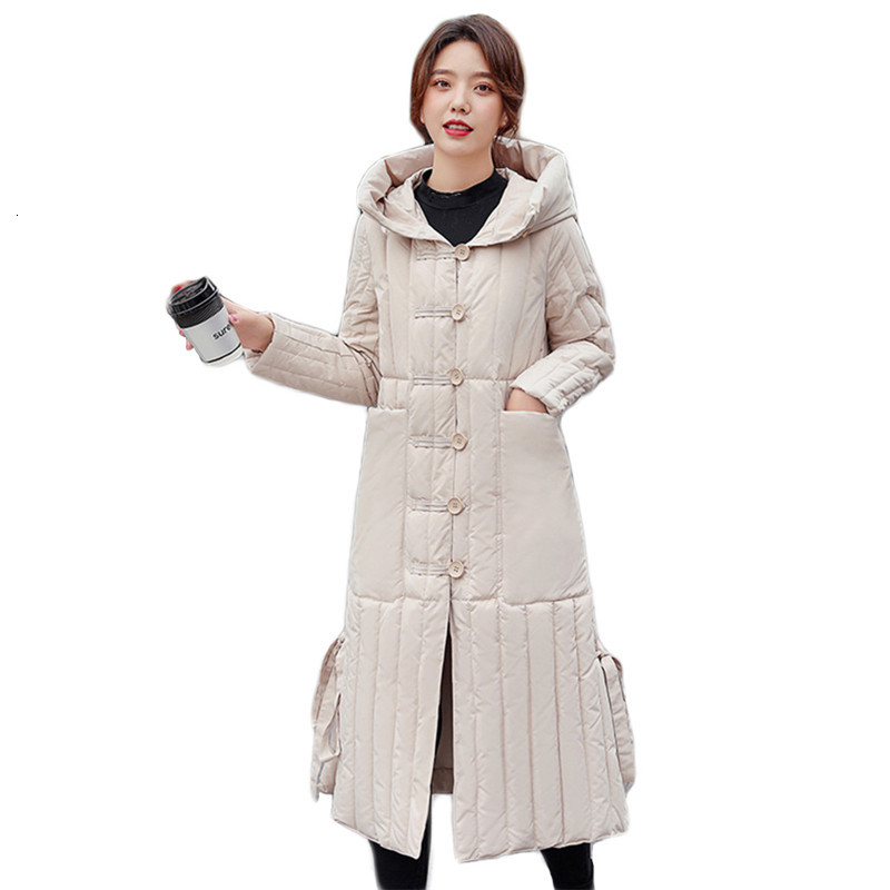 

2021 New Female white winter coat 3xl plus size with hood down cotton coats New autumn green fashion long heat parka sf037, Black.