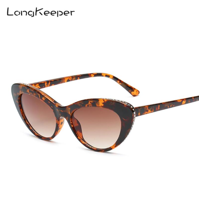 

Fashion Cat Eye Diamond Sunglasses Women Vintage Leopard Black Sun Glasses For Female Rhinestone Glasses UV400