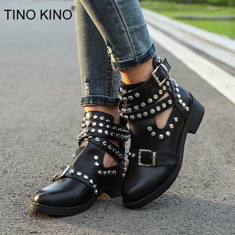 

Women Rivet Ankle Boots Buckle Strap Gladiator Ladies Punk Motorcycle Short Boot Womens Platform Shoes Chunky Heels Female1, Black
