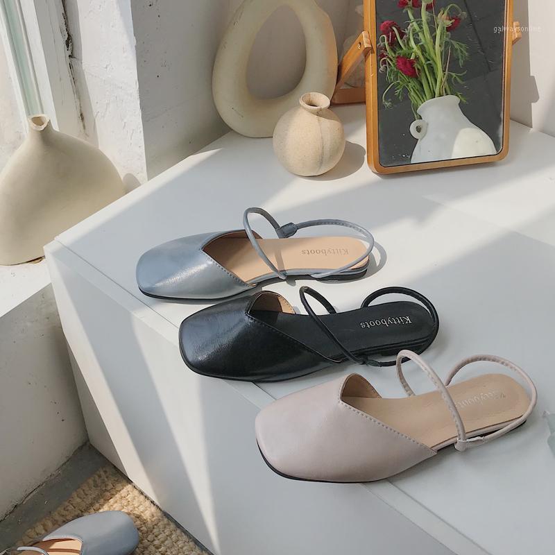 

2020 summer new Baotou Roman sandals female fairy wind flat bottom wild fashion evening shoes1, Blue