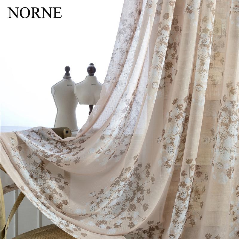 

NORNE Faux Linen Semi Tulle Window Sheer Curtains For Living Room Bedroom Kitchen Door Cortina Print Fabric Voiles Blinds Drapes, Colorful
