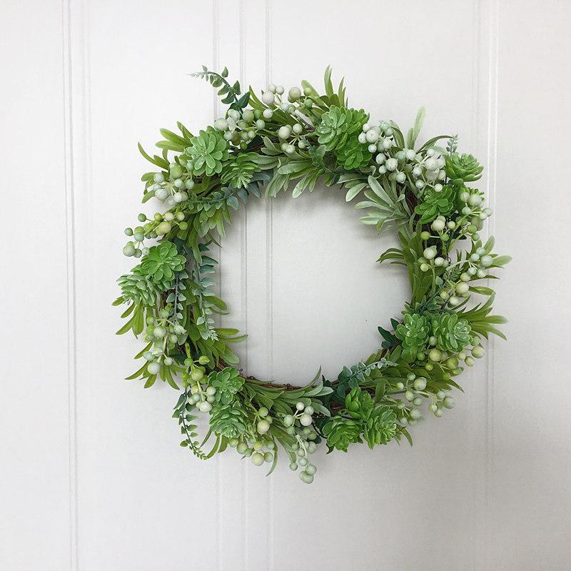 

Spring New Simulated Plastic Leaf Wreath Christmas Decoration Wreath Door Lintel Pendant Portable Ornaments Party Supplies1
