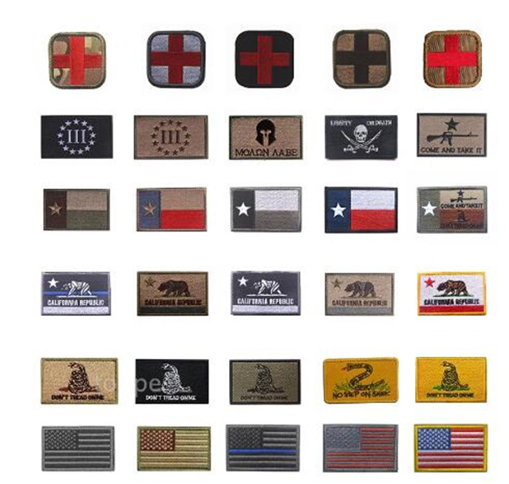 

3D Embroidered Backpack Patches Cross Army Badge Texas Flag Patch Molon Labe Tactical Appliques Emblem Badges