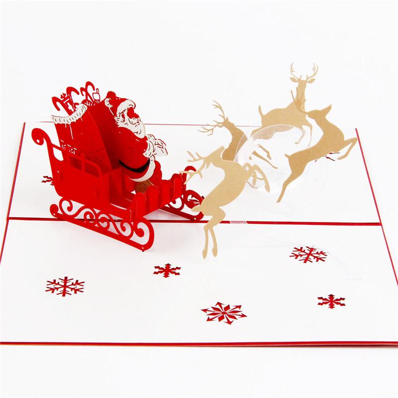

3D Up Greeting Cards Santa Claus Xmas Wedding Birthday Christmas Postcard Xmas Gift Invitation Card