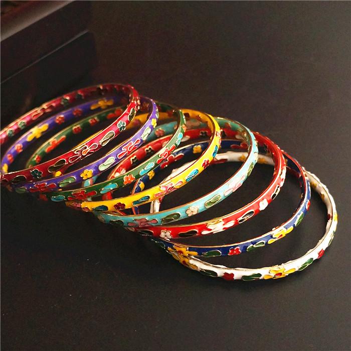 

Bangle Very Fine Filigree Enamel Women Traditional Handicraft Polished Hard Bracelet Chinese Cloisonne Bangles Vintage Jewelry