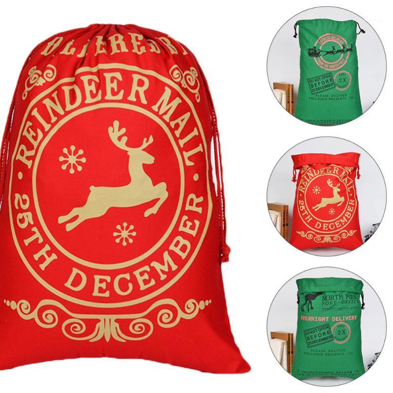 

1pc Christmas Pattern Canvas Gift Bag Christmas Themed Festival Bag Drawstring for Festival Gift Packaging1