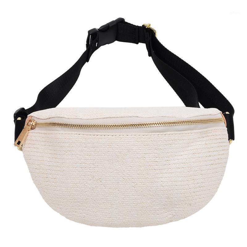 

Aelicy Straw waist bags women fanny pack female belt bag Fashion waist packs Shoulder chest phone pouch 20211, Brown