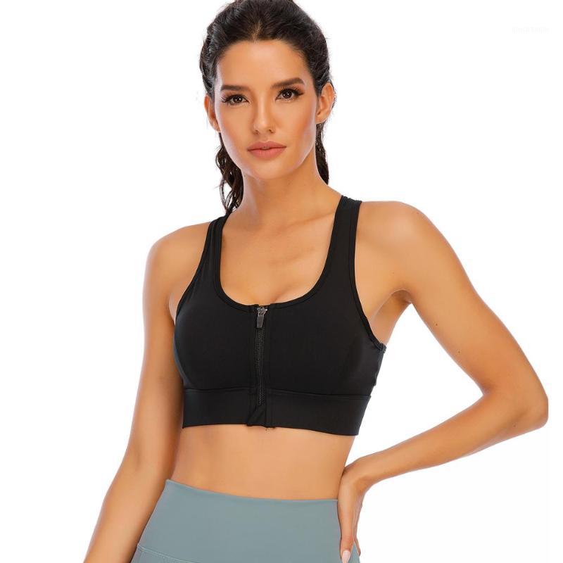 

Zipper Sport Bra Top Sexy Women Hollow Out Mesh Stitching Breathable Push Up Fitness Gym Yoga Bra Workout Running Wear1, Green
