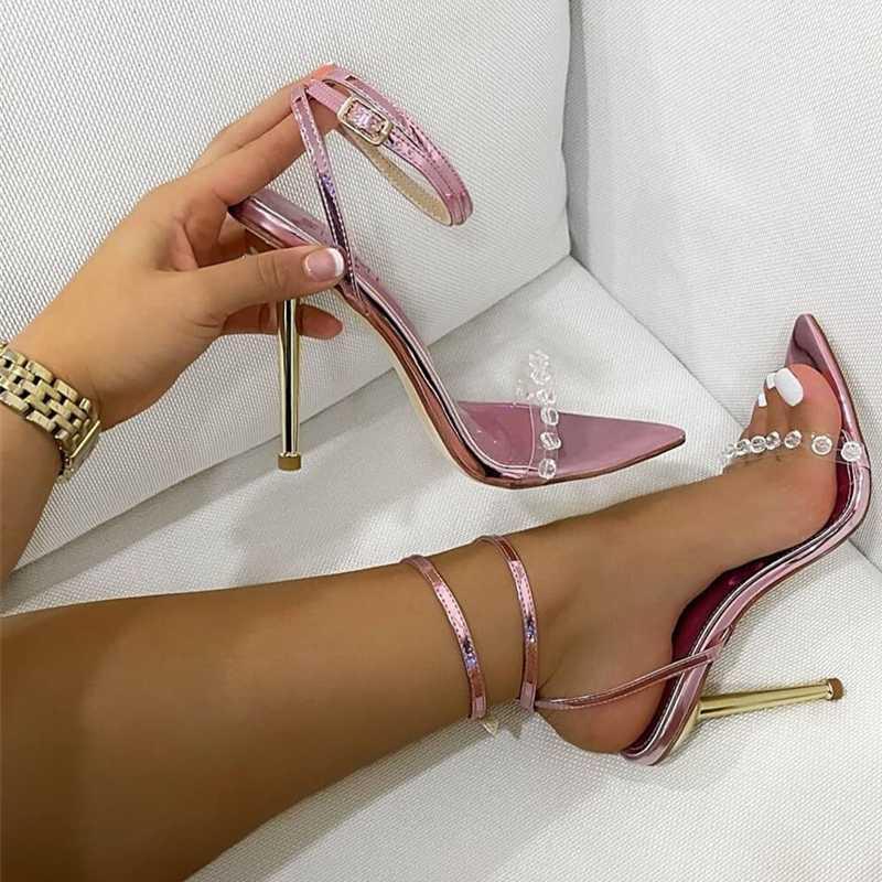 

Summer women crystal sexy woman sandals pointed toe open toe thin high heels crystal shiny sandals silver wedding1, Rose gold