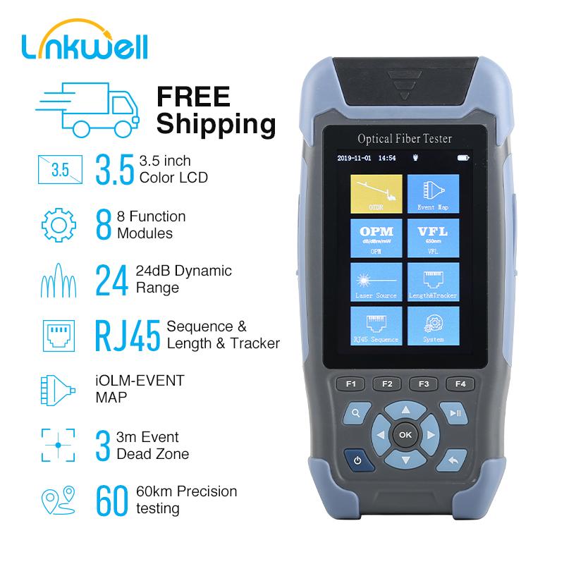 

MINI OTDR Fiber Optic Reflectometer with 9 Functions VFL OLS OPM Event Map 24dB for 64km Cable Ethernet Fiber Cable Tester otdr