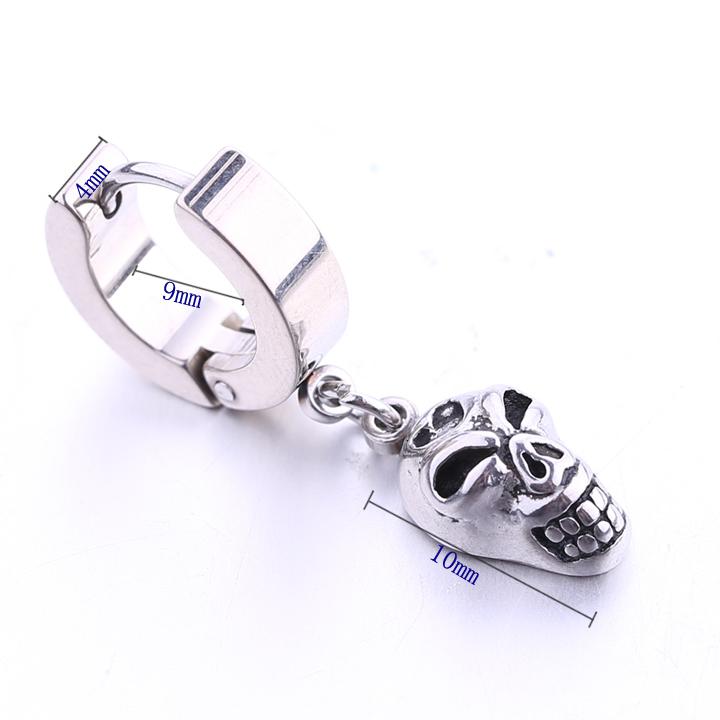 

Hoop earrings skull skeleton pendent earrings woman fashion piercing stainless steel ear jewelry 1 pair