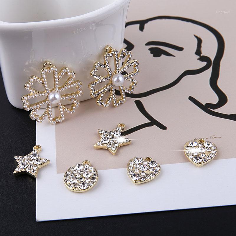 

6Pcs Hot Sale Earrings Fashion pearl Love Heart Earrings For Women snowflake pentagram pendant material DIY jewelry accessories1
