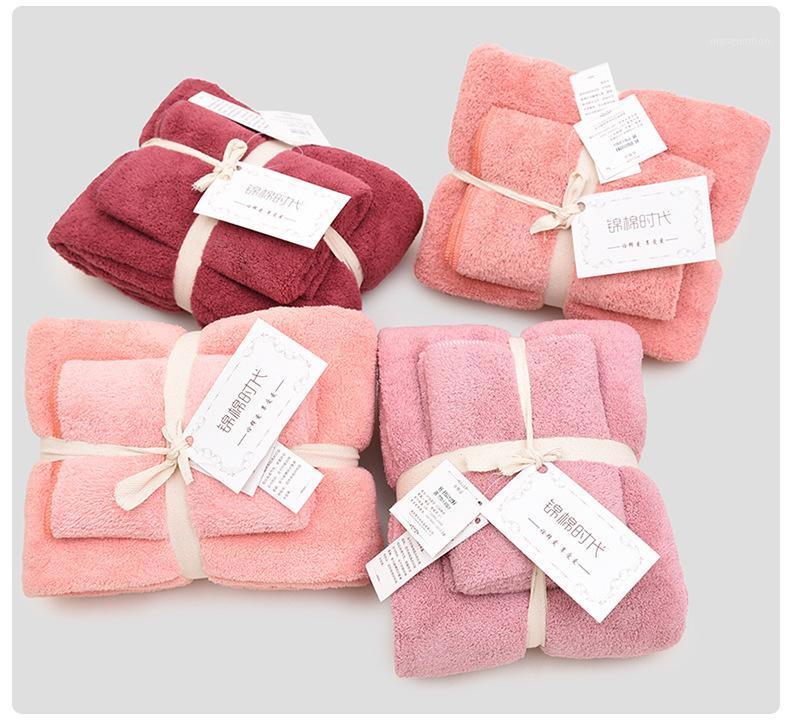 

12 Colors 2pcs Towel Microfiber Fabric Towel Set Plush Bath Face Hand Quick Dry Towels for Adult kids bath Super Absorbent1