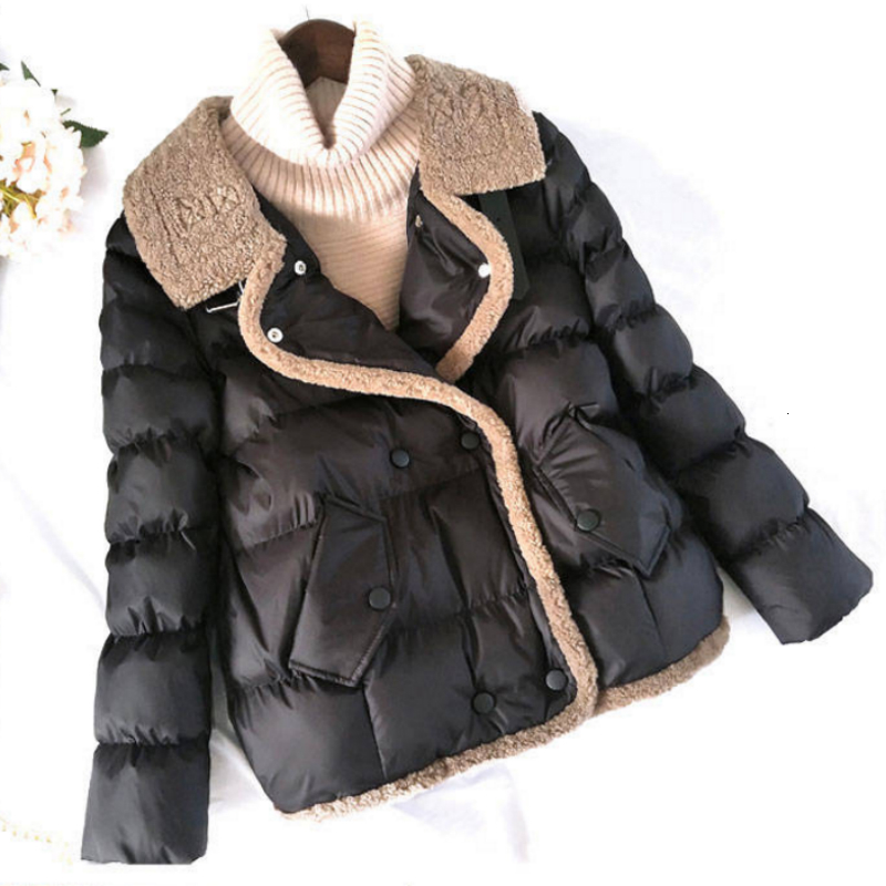 

2021 New Inverno Feminino Quente Moda Algodo Acolchoado Jaqueta Parkas Lotl, Beige
