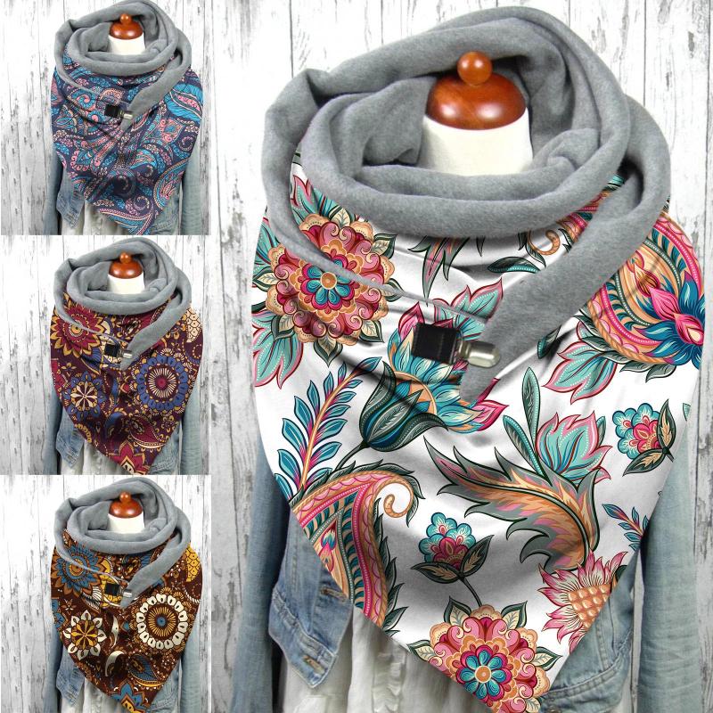 

2021 Fashion Winter Scarf For Women Printing Button Soft Wrap Casual Warm Scarves Shawls Scarf Foulard Femme Neck Bandana#g30