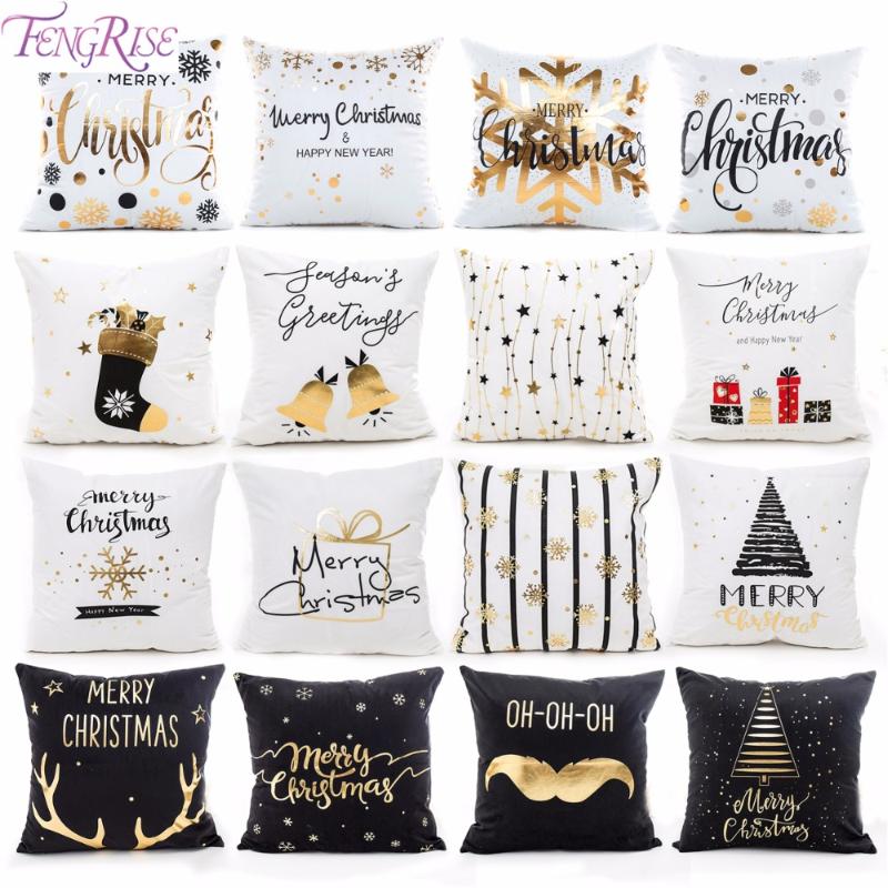 

FENGRISE 45x45cm Cotton Linen Merry Christmas Cover Cushion Christmas Decorations for Home Happy New Year Decor 2020 Xmas Gifts