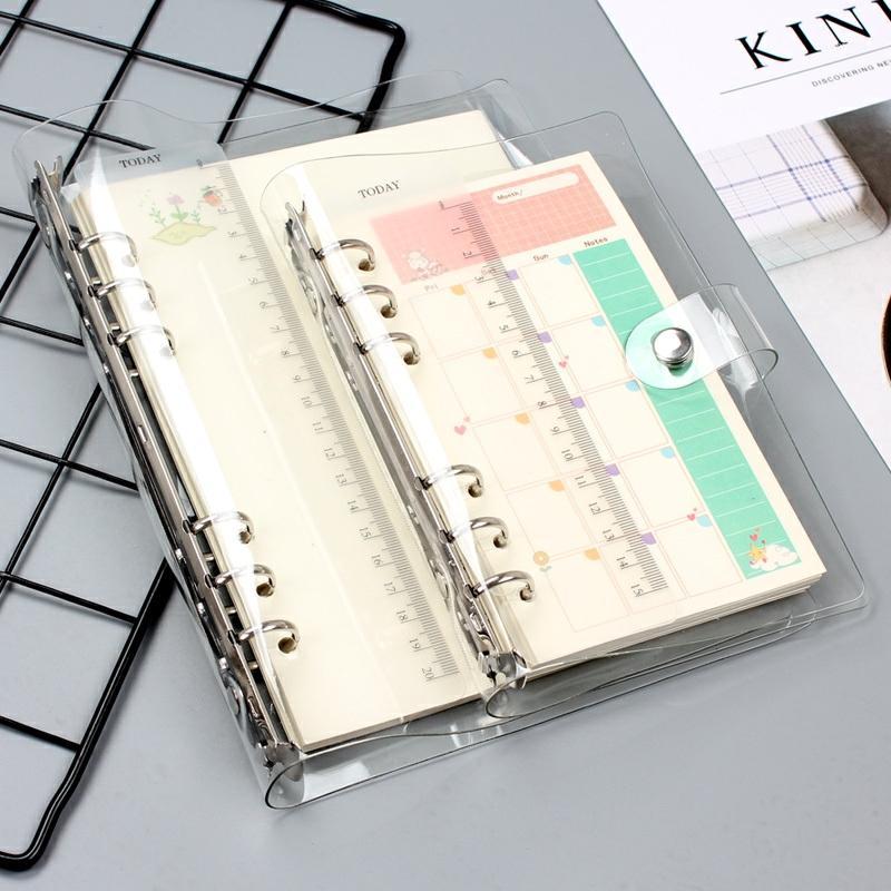 

A5/A6 Transparent PVC Loose Leaf Binder Notebook With 45 Sheets Refills Note Book Journal Planner Office Stationery Supplies1