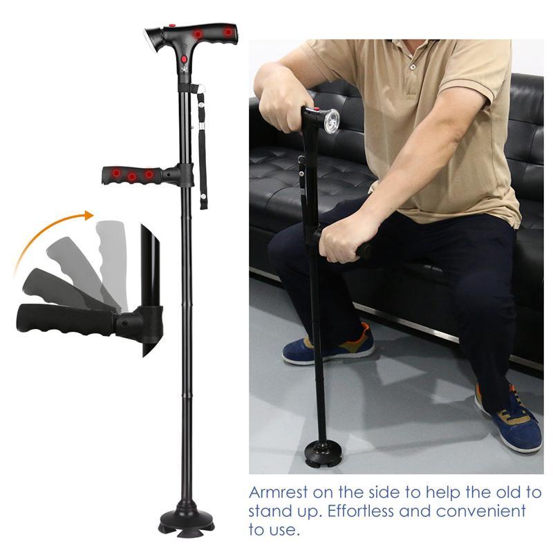 

Collapsible Folding Cane Elder Cane LED Walking Trusty Sticks Elder Crutches for Mothers the Fathers