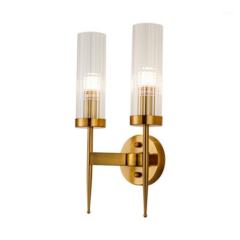 

American modern wall lamp gold luxury living room bedroom bedside lamp Corridor aisle glass Lampshade Sconce decor mx51116351