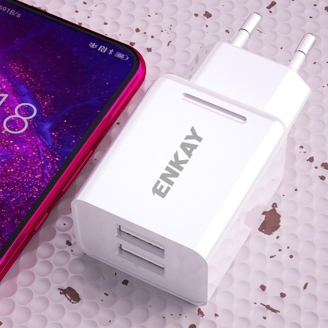 

ENKAY Hat-Prince T003-1 105W 21A Dual USB Charging EU Plug Travel Power Adapter With 21A 1m Type-C Cable