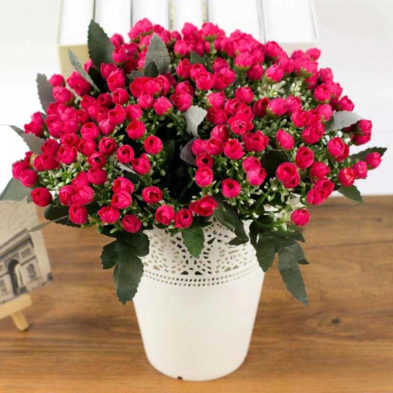 

1 Bouquet 36 Head Small Bud Roses Simulation Flowers Silk Rose Decorative Flowers Home Decorations For Wedding