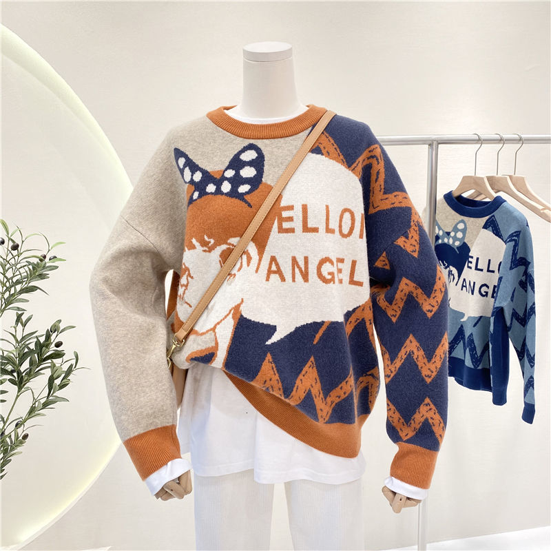 

2021 High quality Women's Hoodie Winter Impression of Cartoon Lazy Wind Knitted or Crocheted Background Shirt Wear Tide 2CHT, Orange.