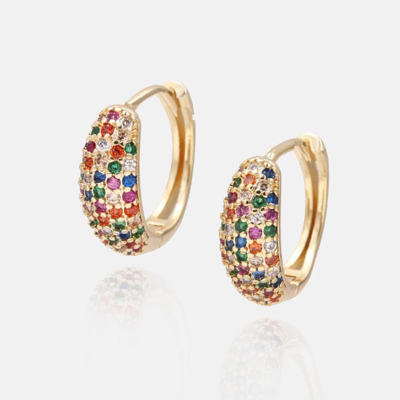 

Fashion Jewelry Colorful CZ and white CZ Huggie Hoop Earrings