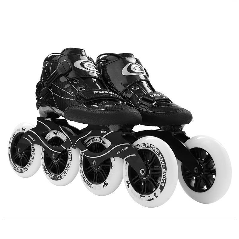 

Professional Roller Skates Carbon Fiber Shell Skating Shoes Sliding Inline Sneakers 4 Wheels 1 Row Line For Adult Women Men, Red
