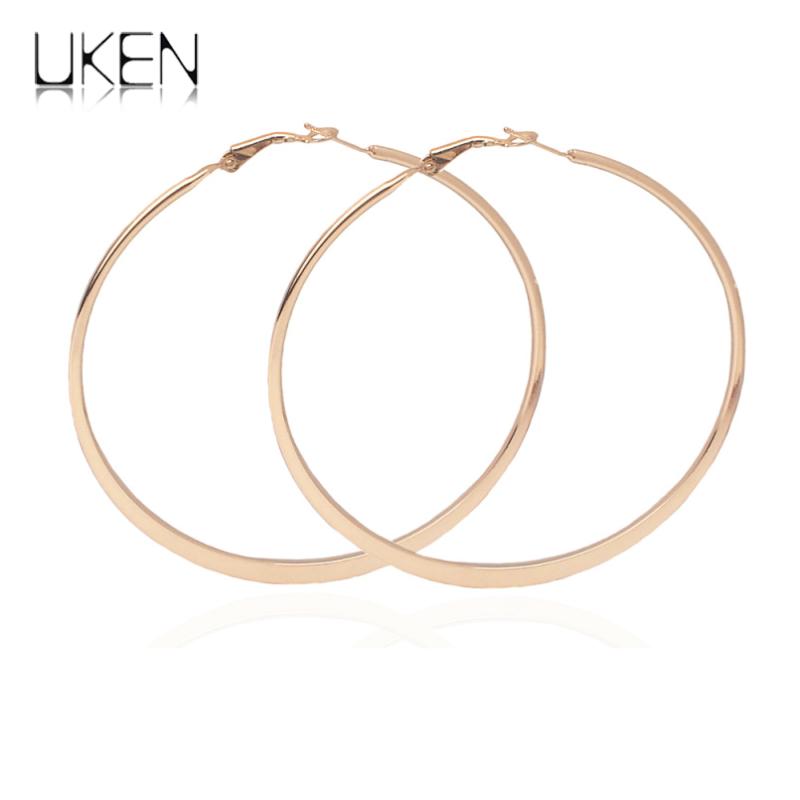 

Punk Fashion Round Big Hoop Earrings Statement Earrings Jewelry Golden Silver Color Metal For Women Gift Wholesale UKEN