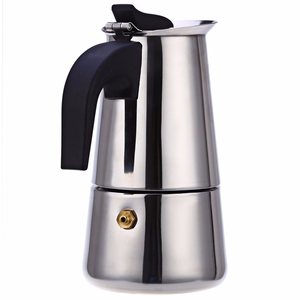 

Stainless Steel Moka Coffee Maker Pot Mocha Espresso Latte Stovetop Filter Coffee Pots 100ML 200ML 300ML 400ML Percolator Tools