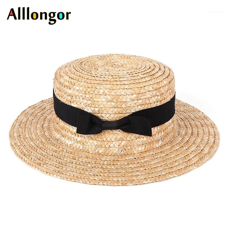 

Natural Wheat Straw Hat Women 2020 Summer Beach Hats Sun Cap Bow Sunhat1, White