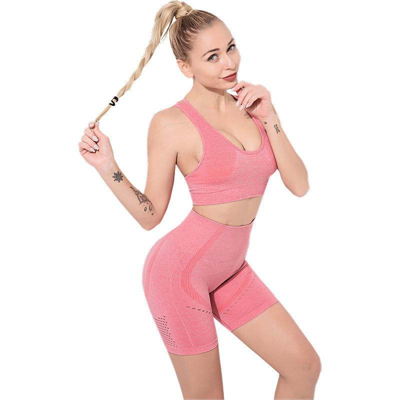 

Sexy Two Piece Set Women Bodycon Matching Sets Seamless running sports female hips yoga bra + shorts 2 pieces fitness Tracksuit
