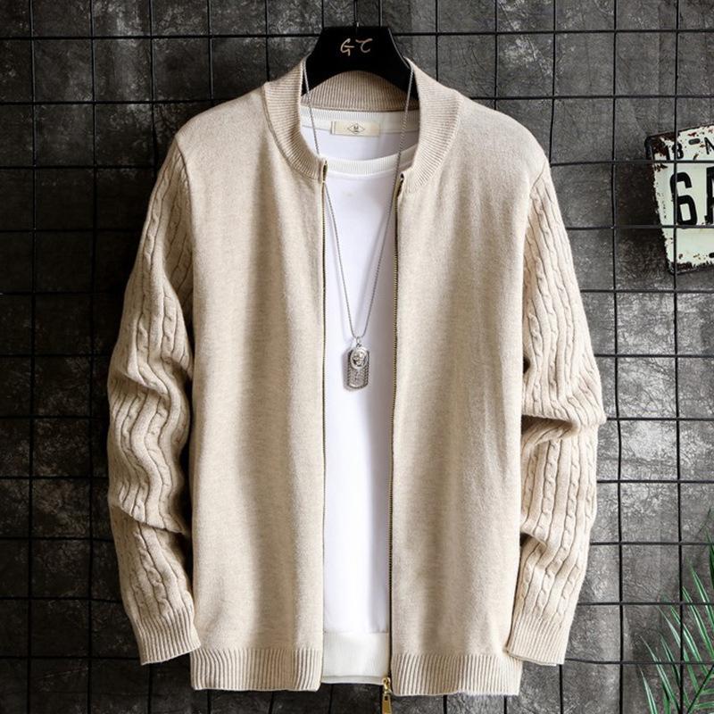 

Men' cardigan zipper winter men' sweater new Hanfu Top sweater knitted coat, Black