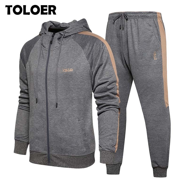 Men's Set Casual Sports Men Cardigan Hoodies + Pants Fitness Two Pieces Sweatshirt Sweatpant Male Fashion Patchwork Tracksuit 201124Z