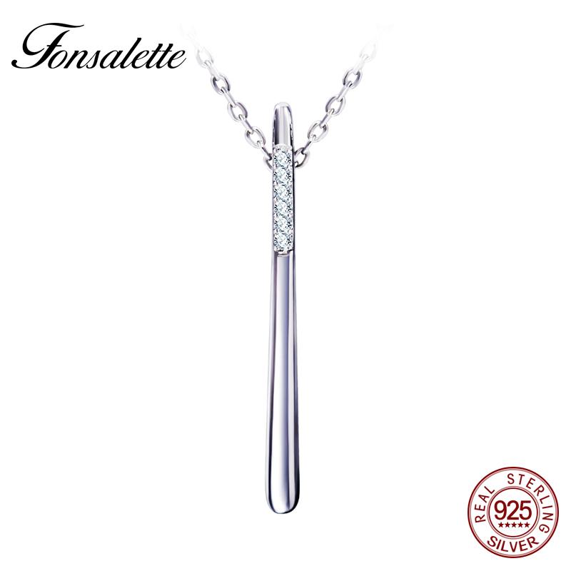 

Chains Fsshion Simple Line Bar Necklace Sterling Silver Cubic Zirconia Horizontal Half Pave Cz Stick Necklaces Jewelry Gift ZK30