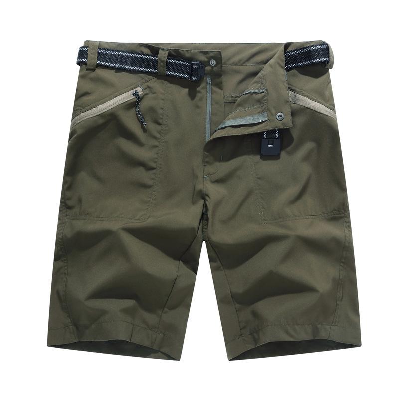 

Shorts Men Summer Sports Casual Cropped Pants Running Hiking Breathable and Loose Quick-Drying Beach Pants, Army green