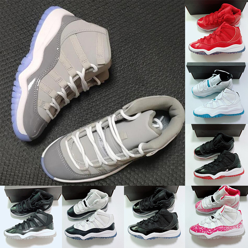 

Jumpman 11 11s Kids Baskeball Shoes For Toddlers Boys Girls Children Outdoor Sports Sneakers Cool Grey Space Jam Concord Bred TD PS GS Trainers, Shoes box