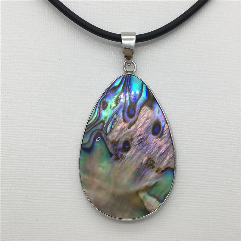 

New natural big abalone Water droplets shape shell pendant necklace 26X50MM 18 inches