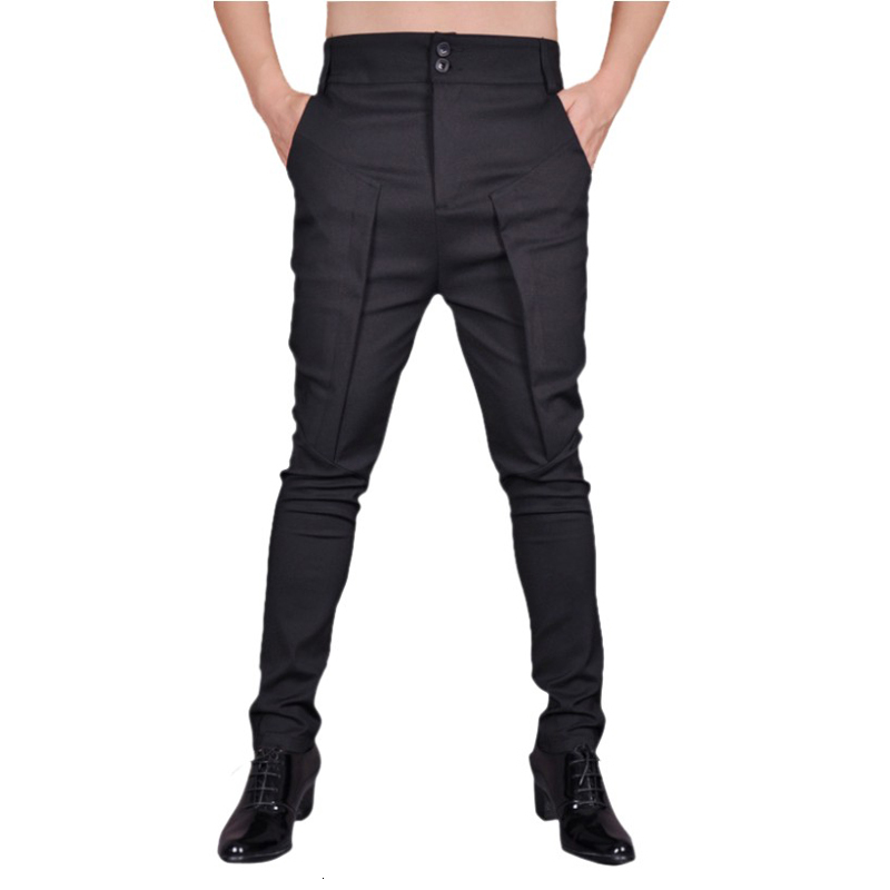 

2021 New -6xl!! Spring Hairstylist Personality Harem Korean Version of Men in Pants Tight Leg. DN3E, Black.